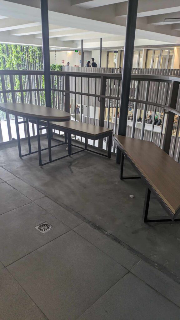 side benches located from 7th floor to 12th floor