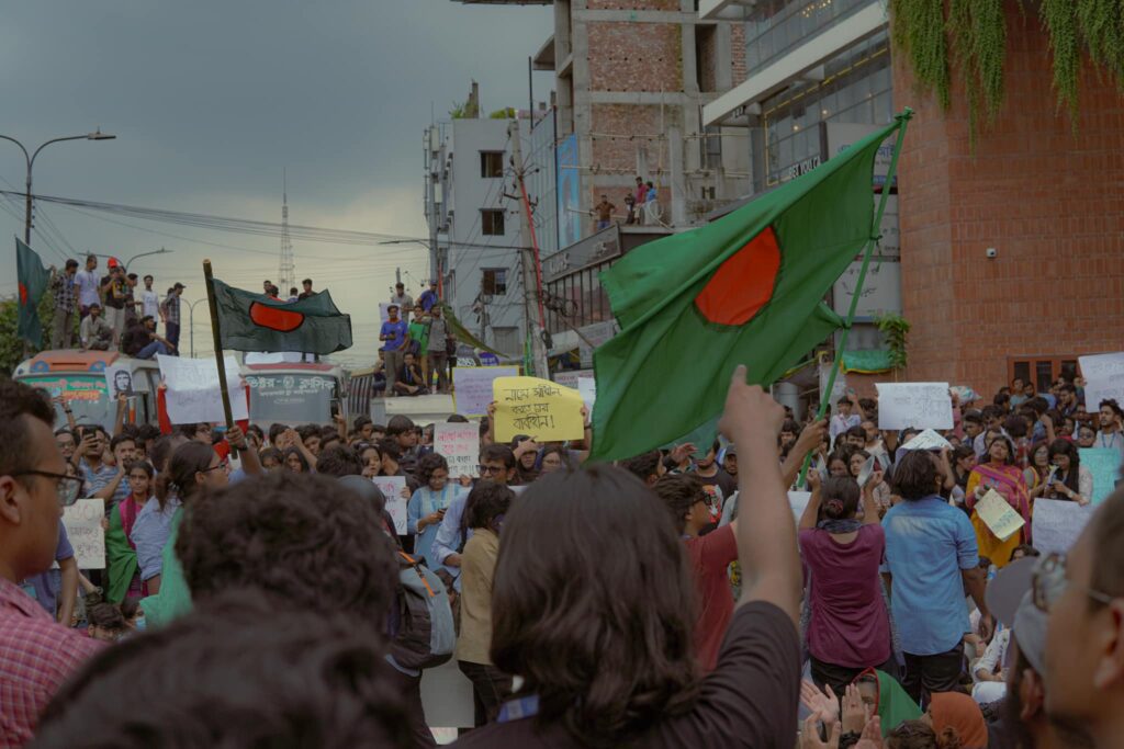 Students chanting slogans to meet their demands.
Photo: Collected