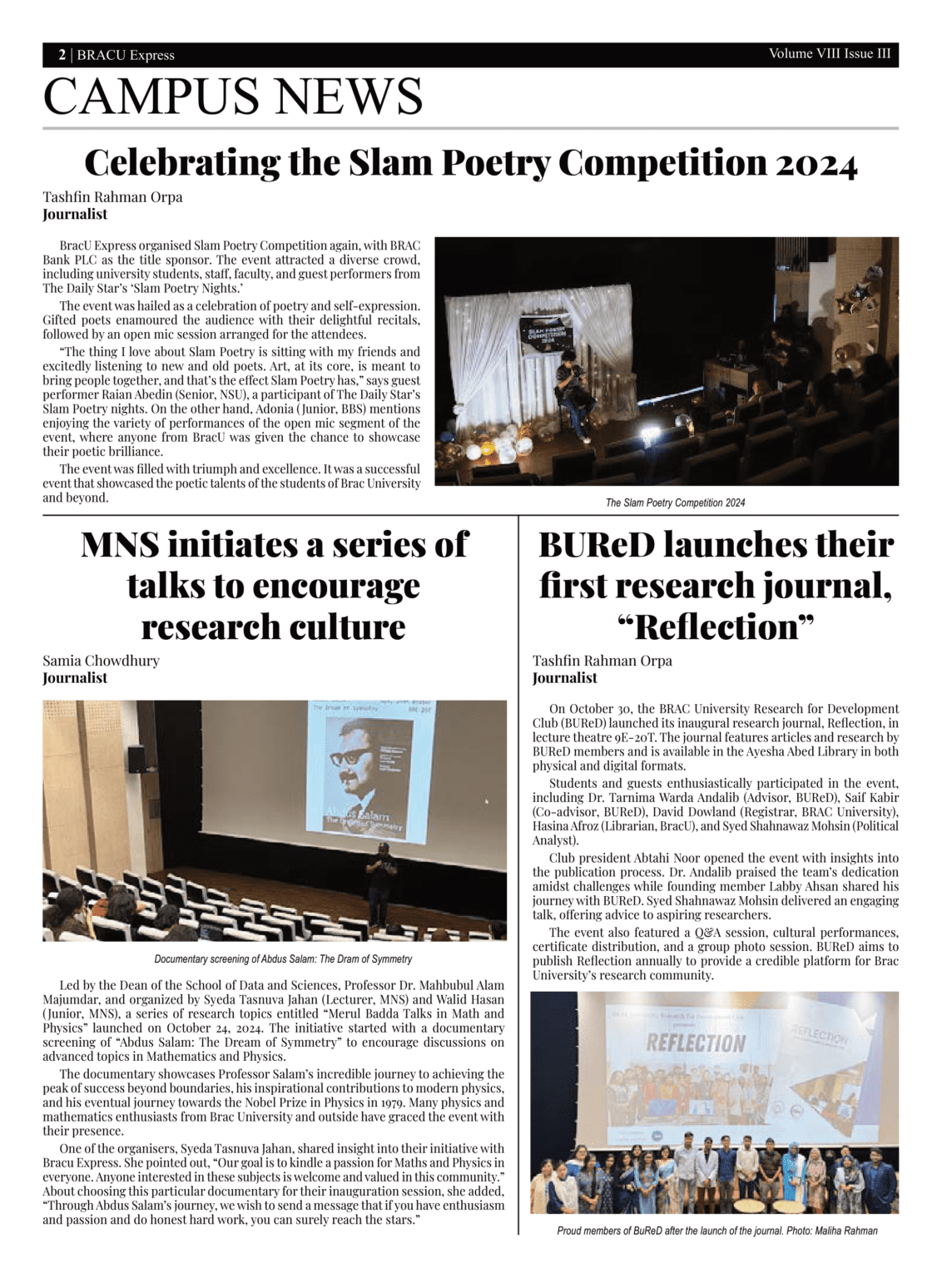 Volume -VIII, Issue-III - BRACU Express